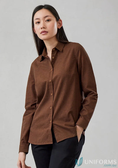 Brown button-down shirt from Womens Soul LS Shirt in Biz Collection Womens collection
