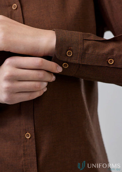 Brown textured button-down shirt from Womens Soul LS Shirt biz collection womens