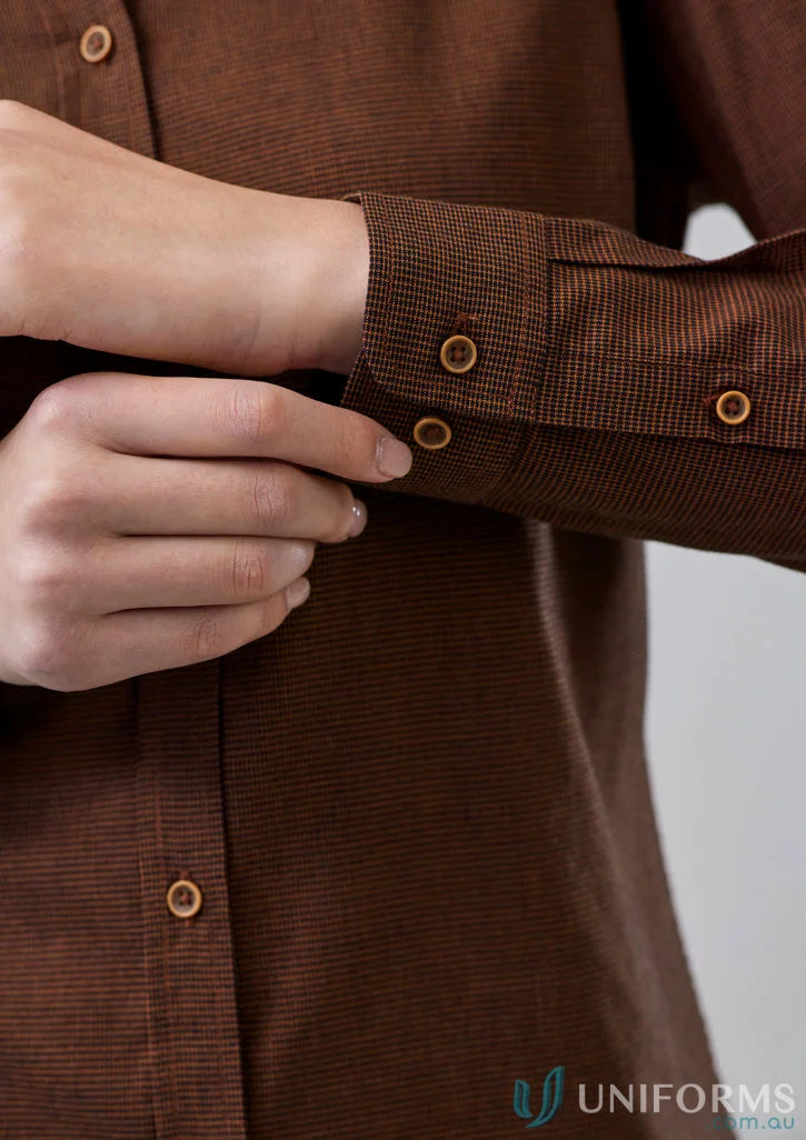 Brown textured button-down shirt from Womens Soul LS Shirt biz collection womens