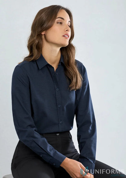 Navy blue Navy Blue Button-Down Shirt from Womens Soul LS Shirt in Biz Collection Womens