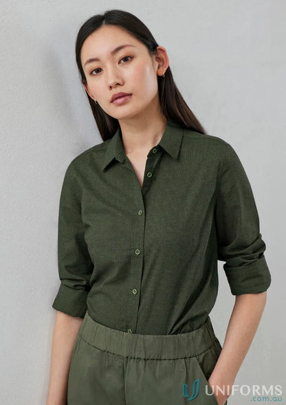 Olive green womens soul shirt from Biz Collection Womens long sleeve shirt line