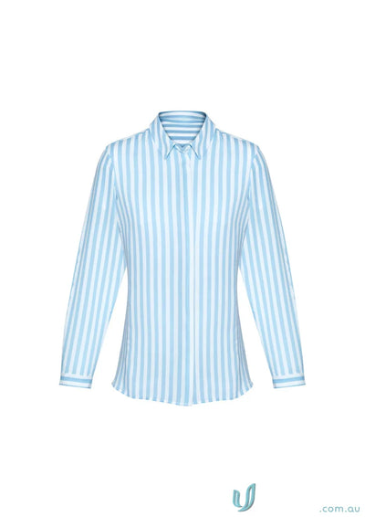 Blue and white striped long-sleeved workwear shirt for Womens Verona L/S Shirt