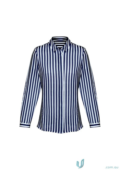 Womens Verona L/S Shirt with striped pattern, perfect for work uniforms or casual uniforms