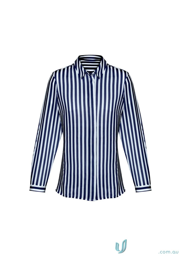 Womens Verona L/S Shirt with striped pattern, perfect for work uniforms or casual uniforms