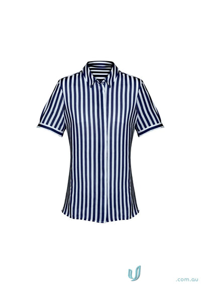 Womens Verona S/S Shirt with striped short sleeves, perfect for uniforms or workwear