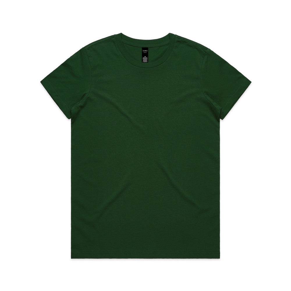 Green v-neck versatile Maple Tee with short sleeves and logo