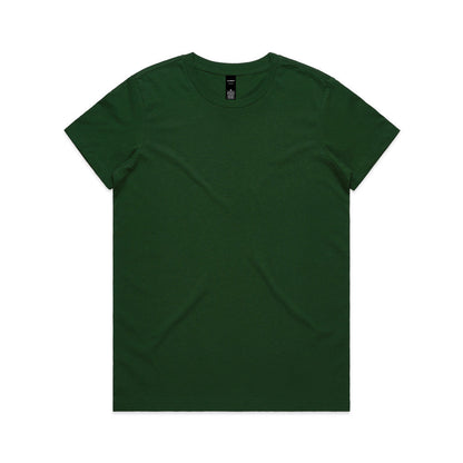 Green v-neck versatile Maple Tee with short sleeves and logo