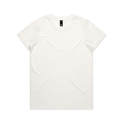 White v-neck versatile Maple Tee with short sleeves and relaxed fit