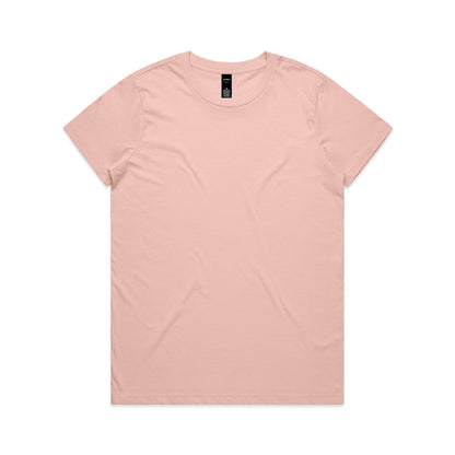 Pale pink women’s versatile maple tee with crew neck and short sleeves