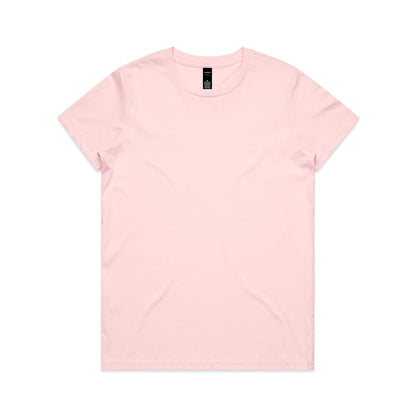 Light pink short sleeve crew neck versatile maple tee for women