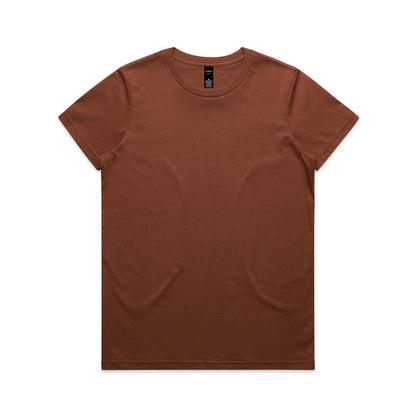 Brown short-sleeve crew neck versatile Maple Tee for women