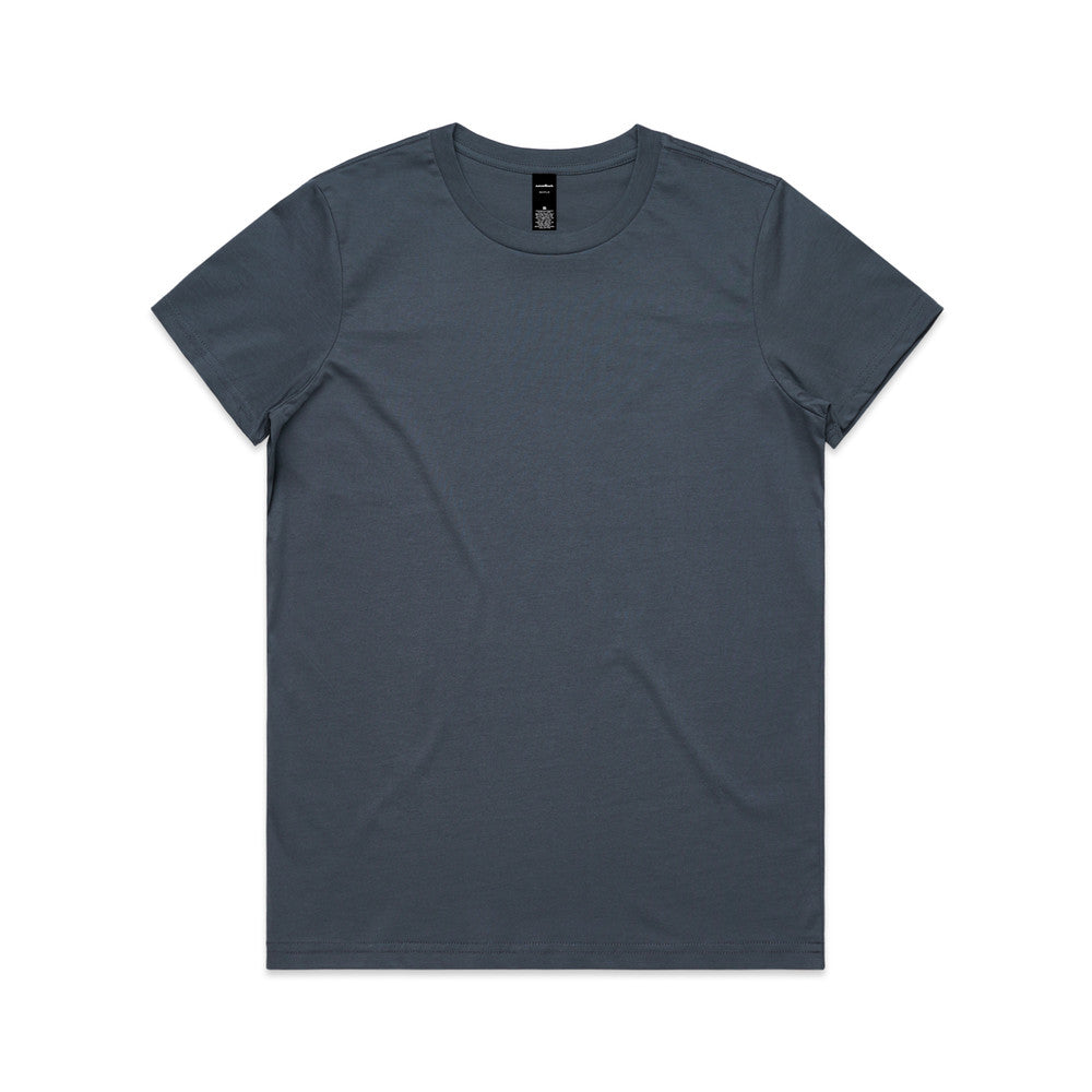 Charcoal gray versatile Maple Tee crewneck t-shirt with short sleeves and chest logo