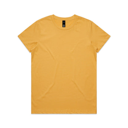 Women’s Versatile Maple Tee in mustard yellow crew neck