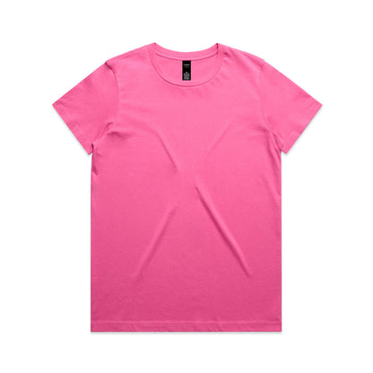 Neon pink short sleeve crew neck versatile Maple Tee for women
