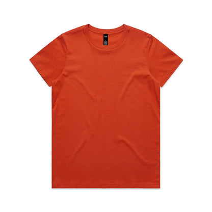 Women’s short sleeve orange maple tee with crew neck