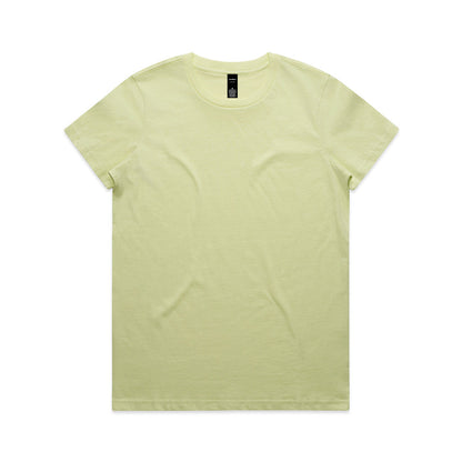Pale yellow womens versatile maple tee with crew neck and short sleeves