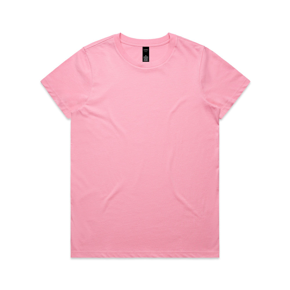 Pink short-sleeve crew neck versatile Maple Tee for women