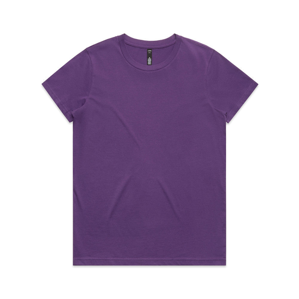 Purple short-sleeve crew neck versatile Maple Tee for women