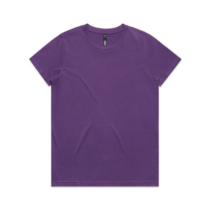 Purple short-sleeve crew neck versatile Maple Tee for women