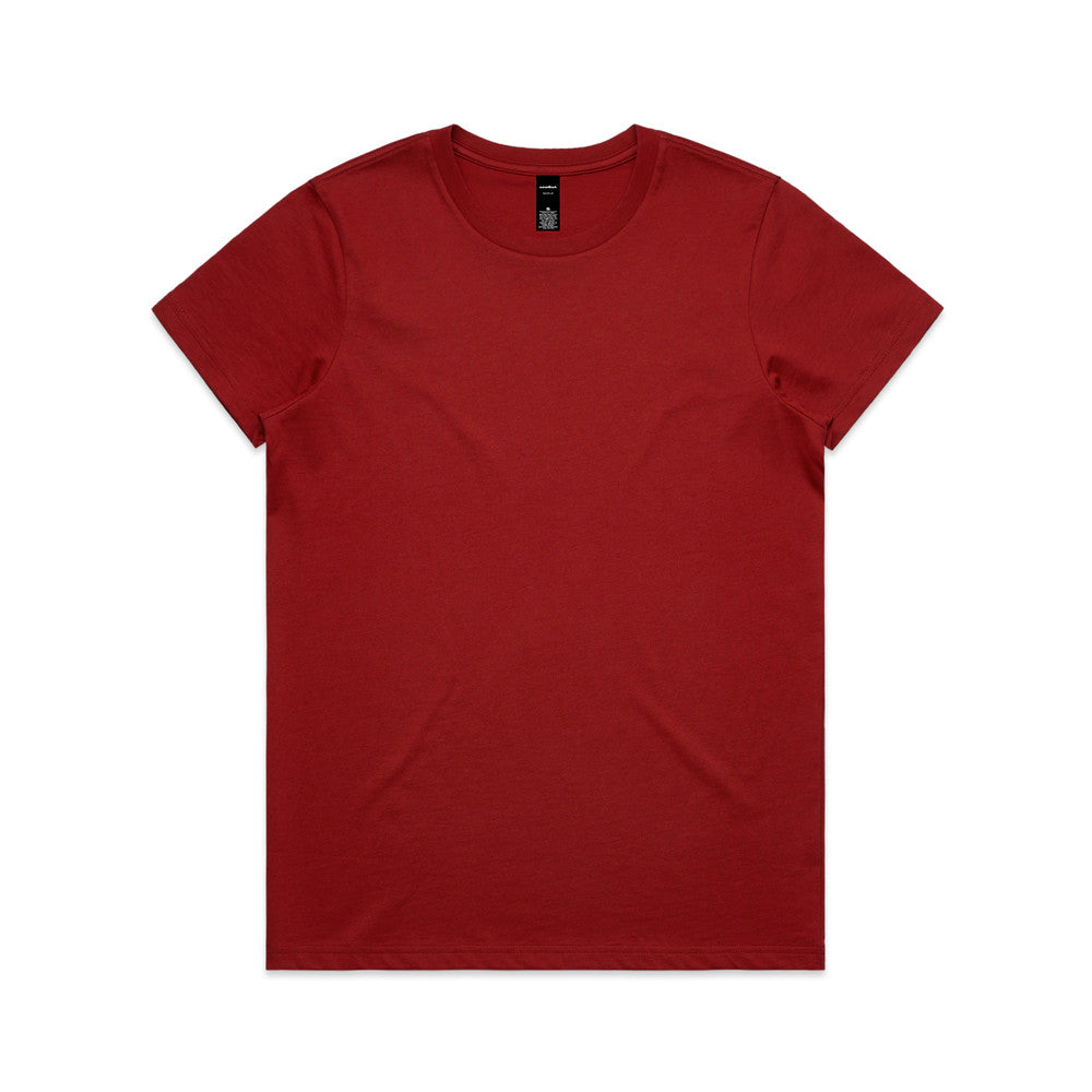 Red short-sleeve versatile maple tee for women
