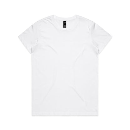White v-neck short sleeve versatile maple tee for women