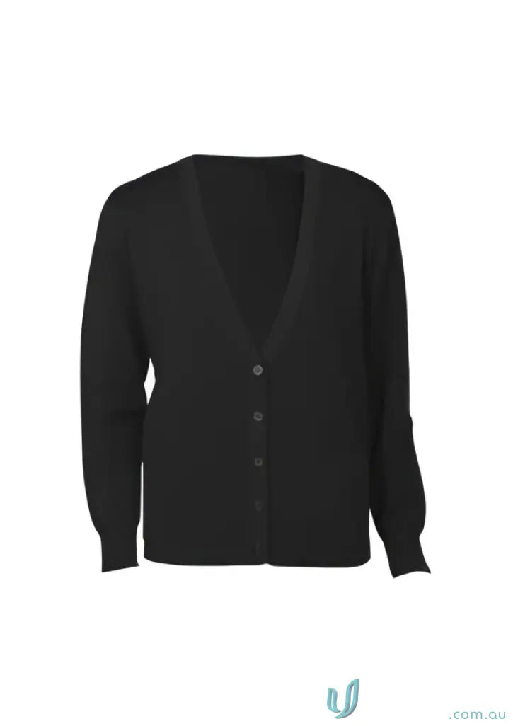 Black V-neck button-down woolmix cardigan from Biz Collection Womens’s Biz Collection