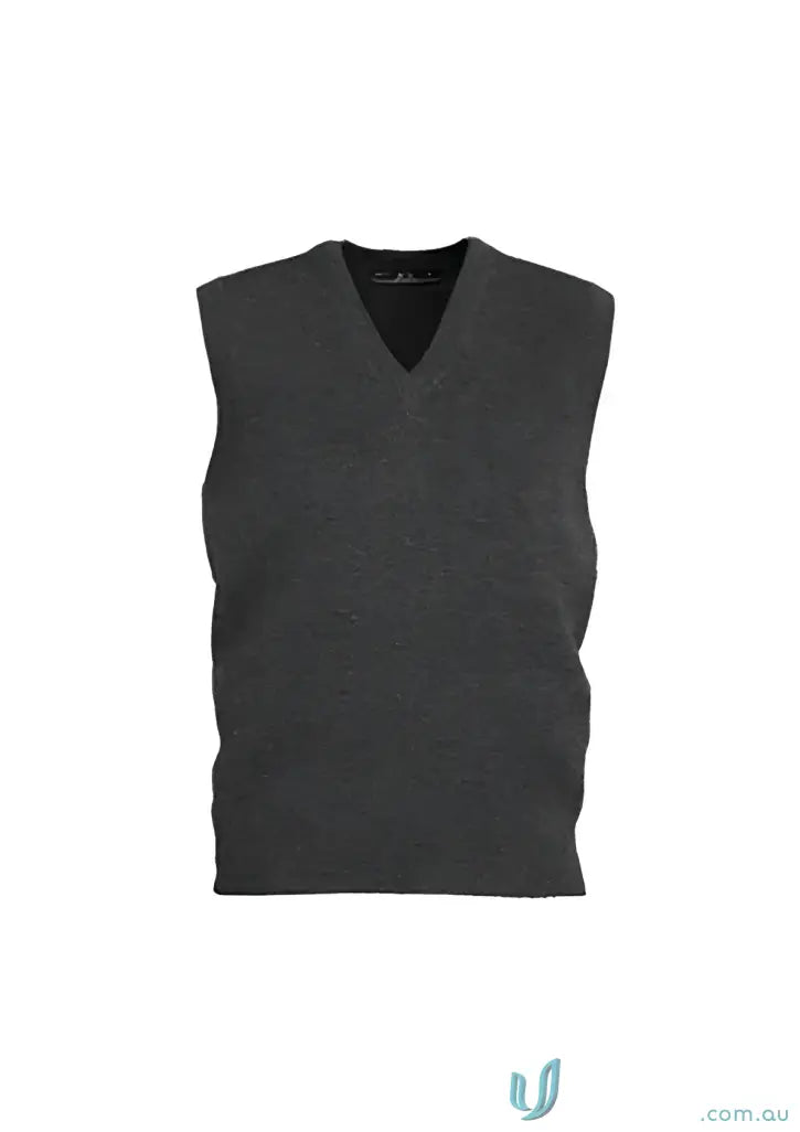 Gray V-neck sweater vest from Wool Mix Vest collection, perfect cozy wool mix vest style