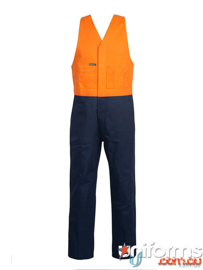 Orange and navy blue work overalls with pockets from WorkCraft HiVis Roughall workwear