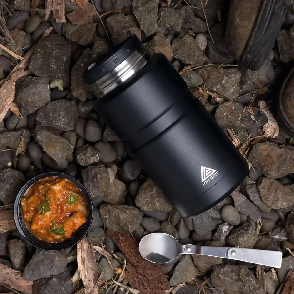 Black insulated workfuel 750ml food jar with silver lid matte finish rugged design perfect for workwear and uniforms