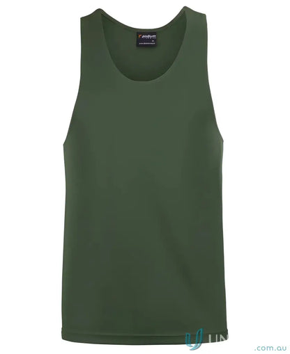 Dark olive green men’s workwear tank top made with soft fabric for uniforms