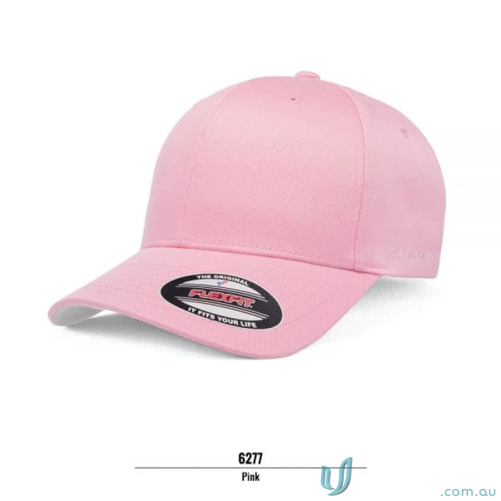Pink fitted baseball cap with flexfit technology from Worn By The World Cap 6277