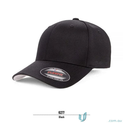 Black fitted baseball cap with flexfit technology, perfect for athletic shape silver fans