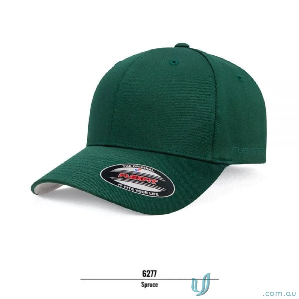 Green Flexfit baseball cap with athletic shape and Flexfit technology from Worn By The World Cap 6277