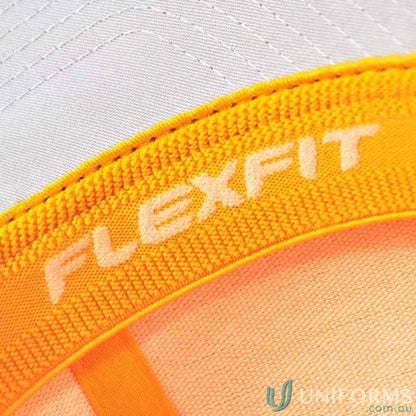 Flexfit hat band on Worn By The World Flexfit Cap 6277 with athletic shape silver design