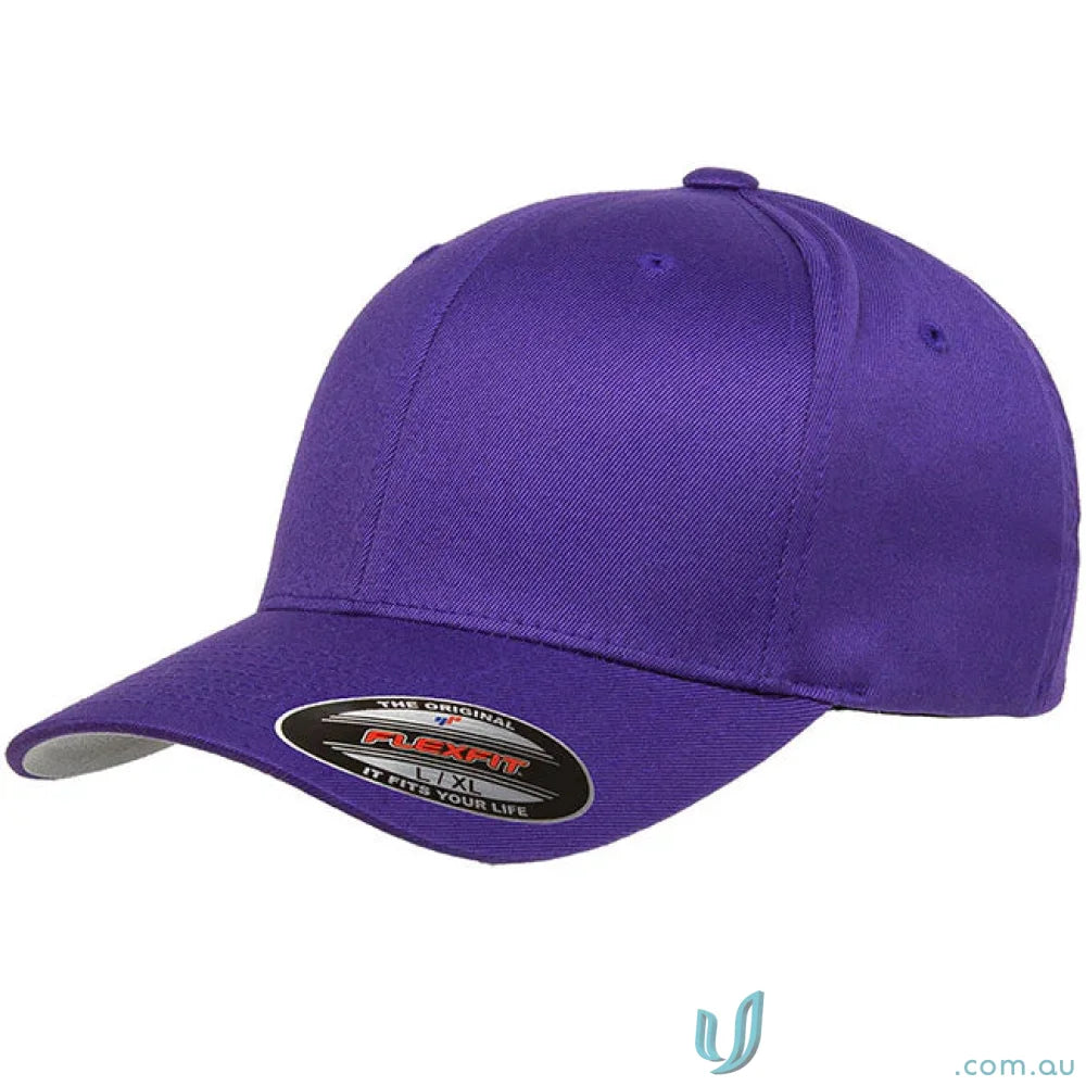 Purple Flexfit baseball cap with athletic shape and flexfit technology by Worn By The World