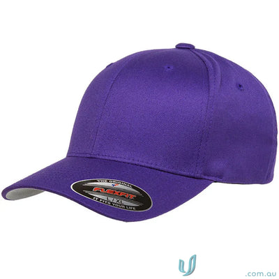 Purple Flexfit baseball cap with athletic shape and flexfit technology by Worn By The World