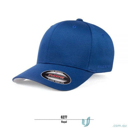 Royal blue Flexfit Cap with athletic shape and world cap design using Flexfit technology