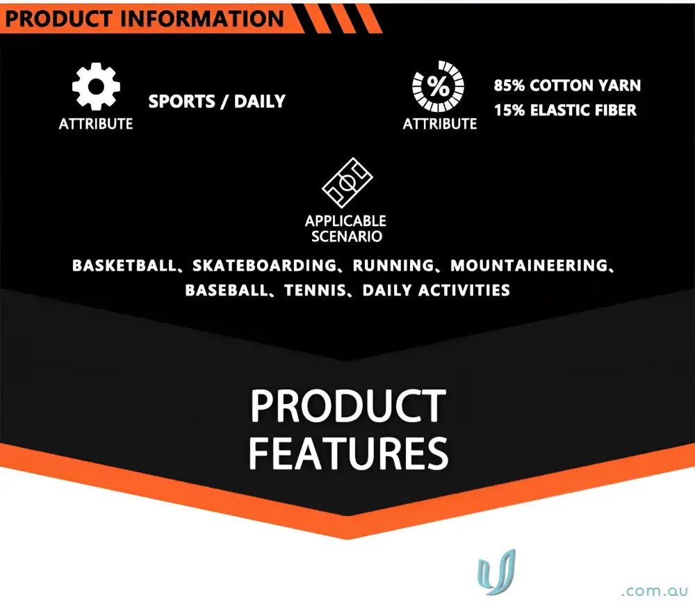 Product information graphic for Woven Sports Socks showcasing custom sports socks design