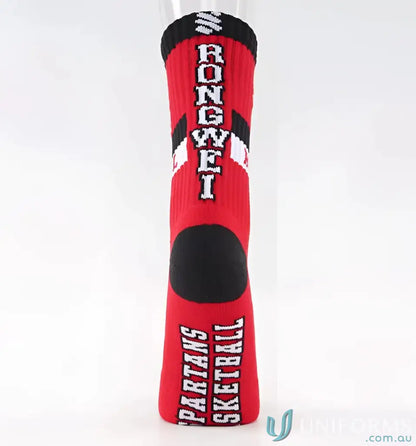 Red and black athletic sports socks from Woven Sports Socks for custom sports workouts