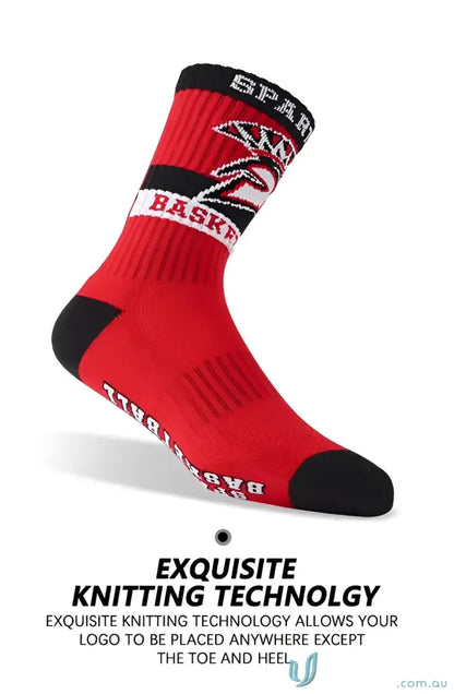 Red and black athletic sports socks from Woven Sports Socks collection, perfect for custom sports gear