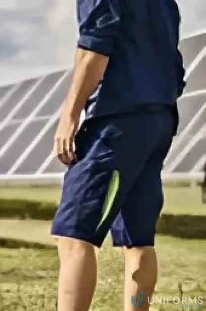 Navy Airflow™ Stretch Ripstop Vented Cargo Short with Lime Green Accent