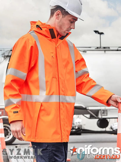 Orange high-visibility waterproof work jacket from X Back Heavy Duty Workwear collection