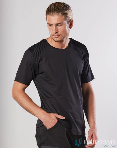 XStreet TrueDry Tee men’s black t-shirt with unique shoulder panel stitching