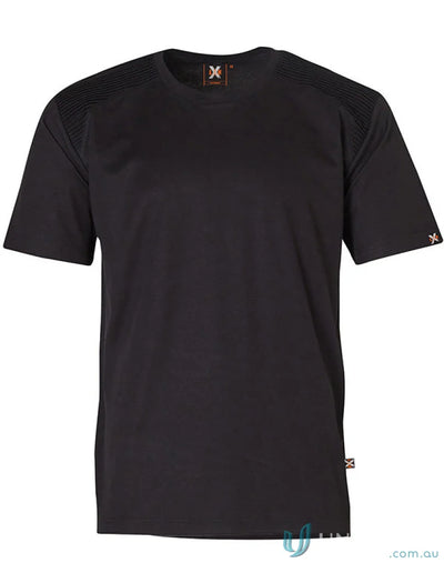 Black XStreet TrueDry Tee with unique shoulder panel stitching and ribbed shoulder details
