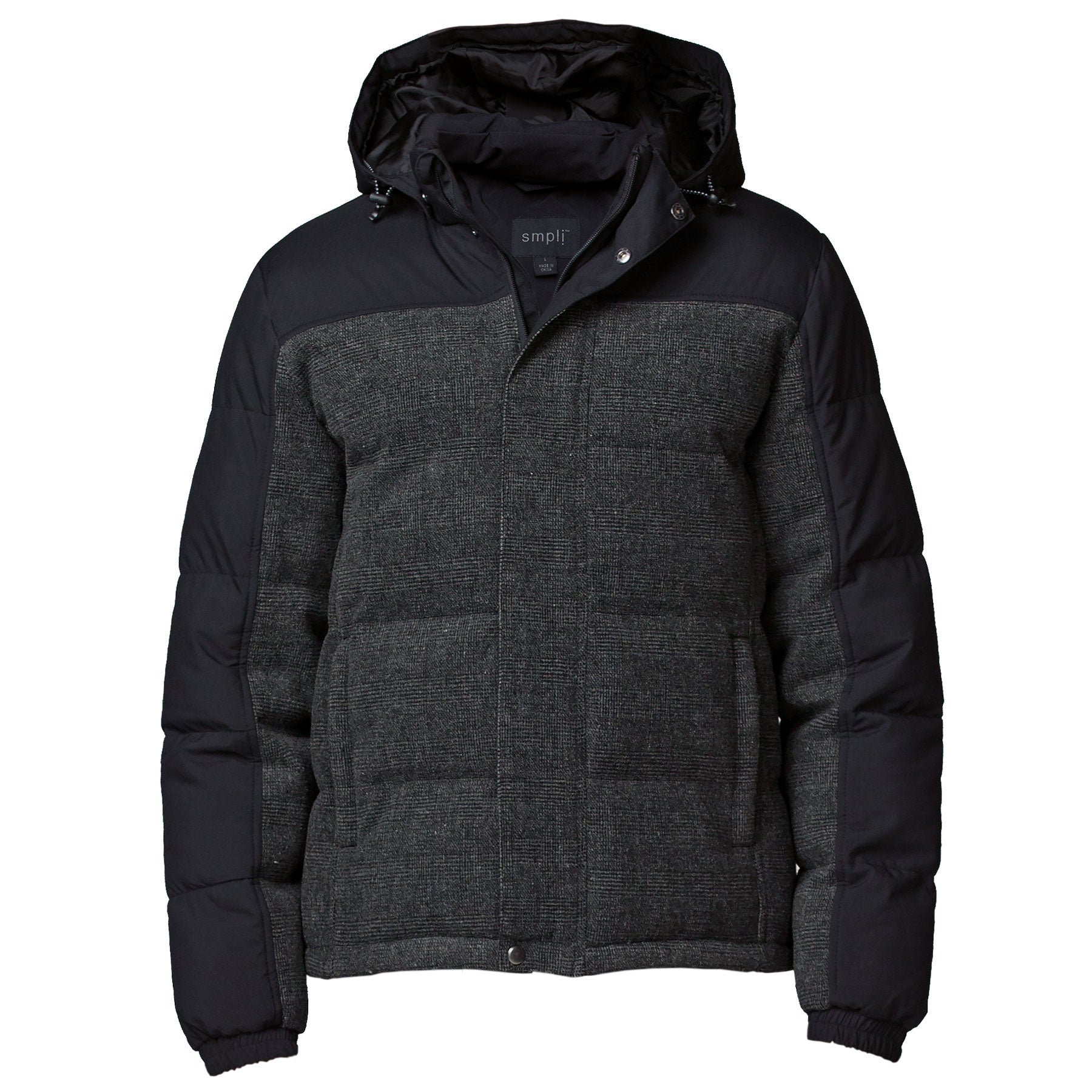 Black charcoal plaid XT plunge jacket by simpli, water repellent coat