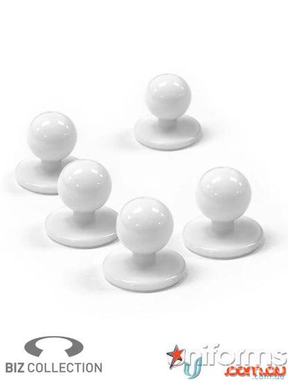 Five white shirt studs from Yes Chef 100 Pack Chef Buttons for collection chef jacket or jacket button ch235