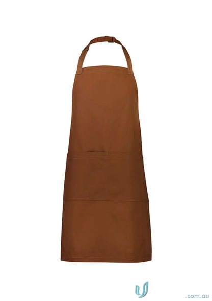 Brown barley apron ba35 with adjustable neck strap and certified recycled pet material