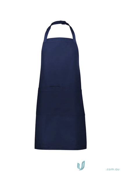 Navy blue barley apron BA35 with adjustable neck strap, made from certified recycled PET