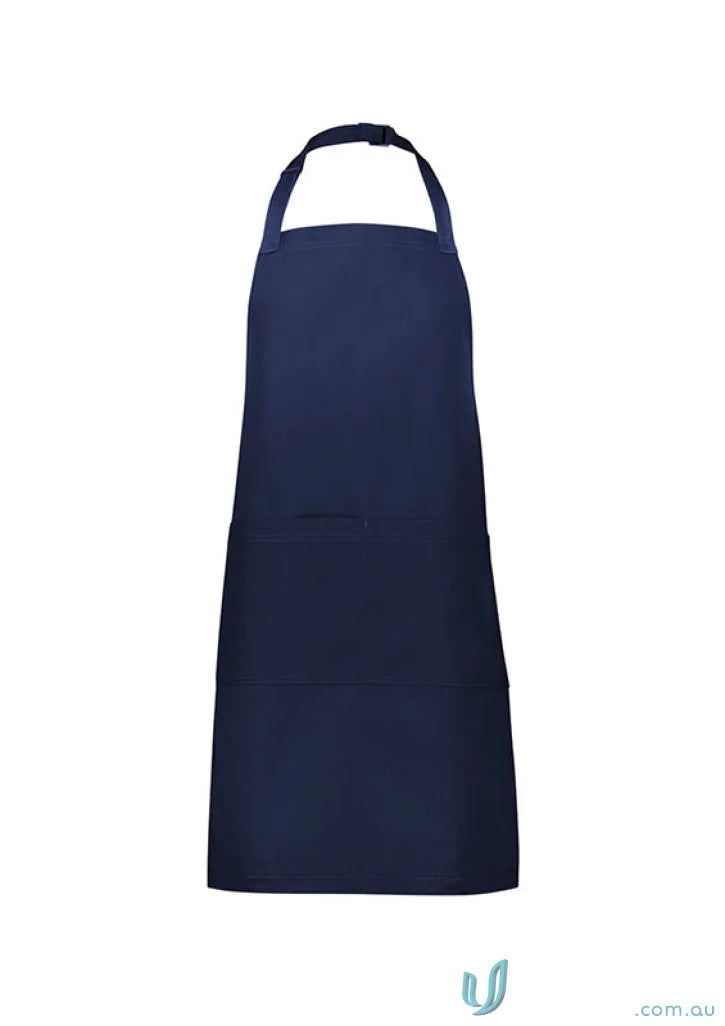 Navy blue barley apron BA35 with adjustable neck strap, made from certified recycled PET