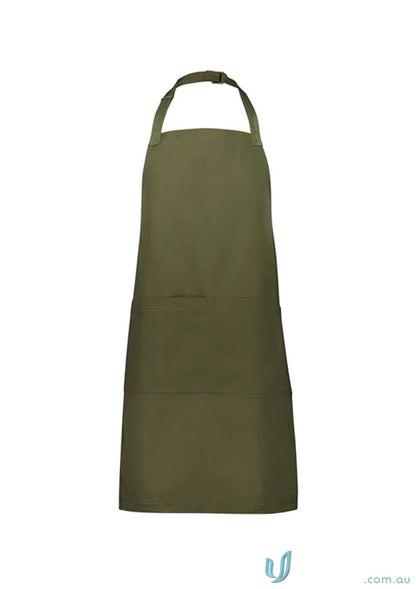 Olive green Yes Chef Barley Apron BA35 with adjustable neck strap and certified recycled PET